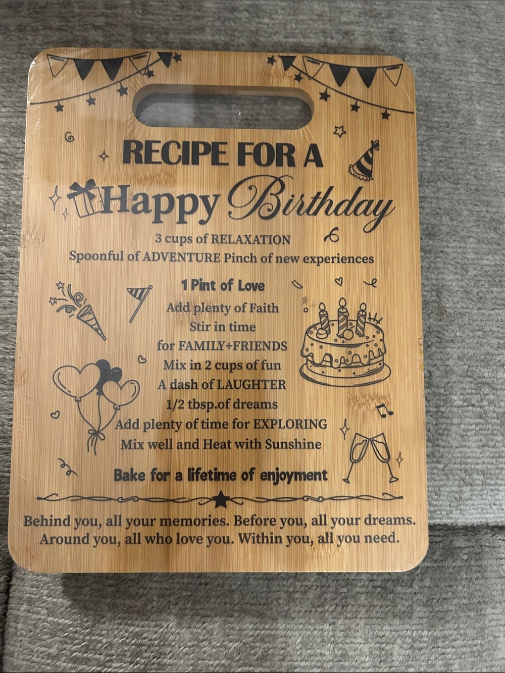Birthday Recipe Bamboo Cutting/Serving Board - Happy Birthday
